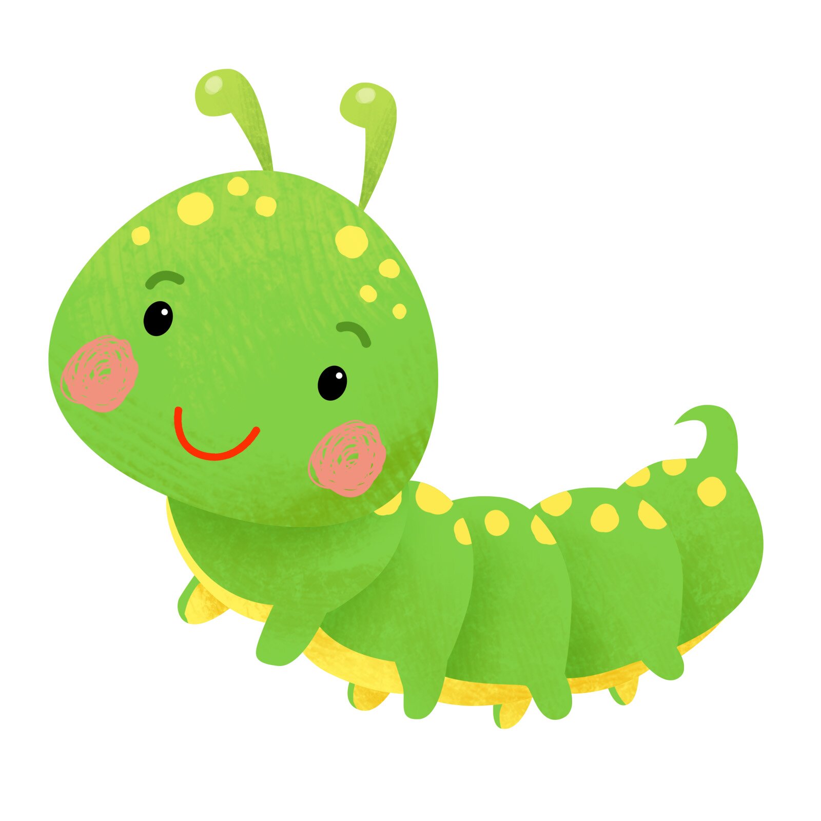 Ilustracja przedstawia uśmiechniętą gąsienicę