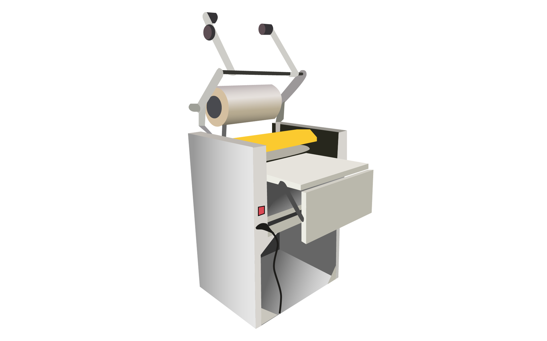 Grafika przedstawia poglądowo przykładową foliarkę z nałożoną szpulą foli.