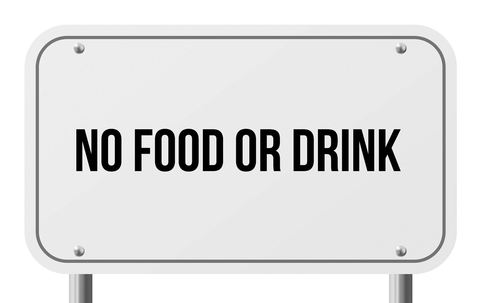 Znak z napisem: NO FOOD OR DRINK