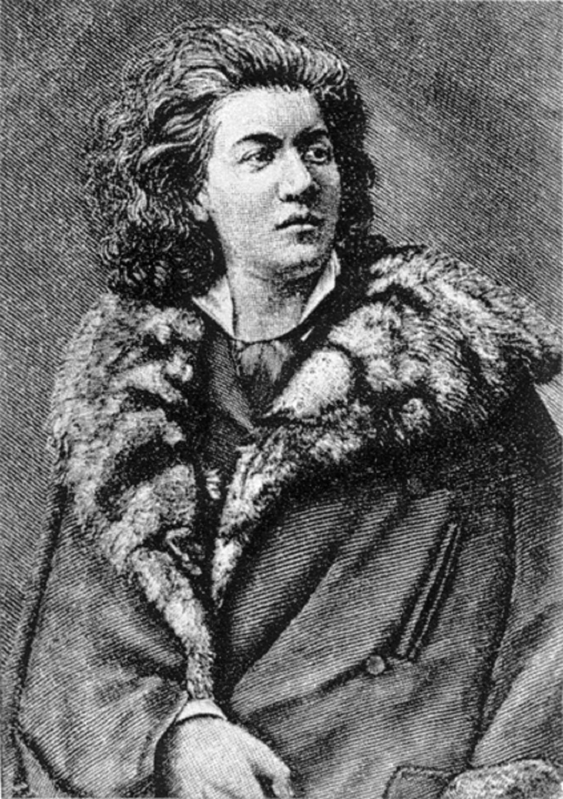 Ilustracja przedstawia portret Juliusza Zarębskiego. Młody mężczyzna z gęstymi, długimi, natapirowanymi włosami. Wyraz twarzy ma spokojny, patrzy w dal. Ubrany jest w białą koszulę z postawionym kołnierzem i gruby płaszcz.