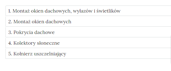 Grafika przedstawia prostokątne ramki, czyli zakładki z tytułami ćwiczeń. 