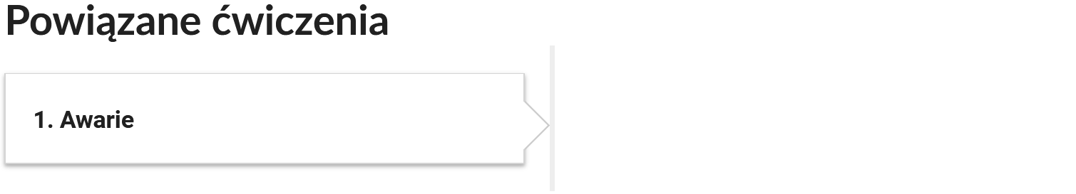 Grafika przedstawia przycisk nawigujący do ćwiczenia powiązanego z multimedium. Przycisk ma formę prostokątnego panelu opatrzonego numerem oraz tytułem.