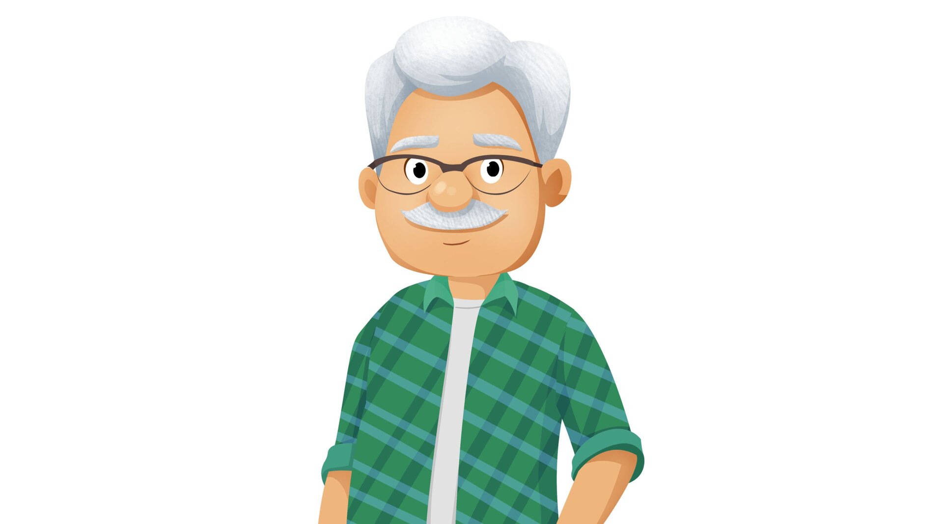 Na ilustracji znajduje się starszy mężczyzna z siwymi włosami.