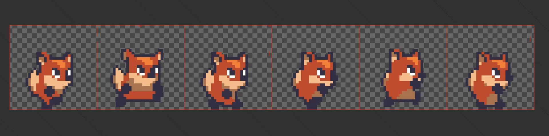 Zrzut ekranu przedstawia grafikę lisa w programie Unity, który skacze i idzie w prawą stronę.