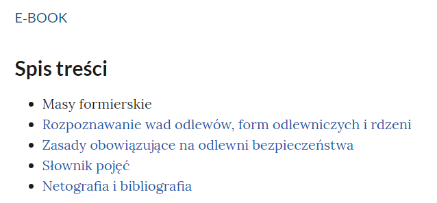 Przykładowy spis treści w e‑book'u