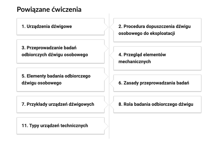 Grafika przedstawia przykładowy widok przycisku ćwiczeń powiązanych z danym multimedium