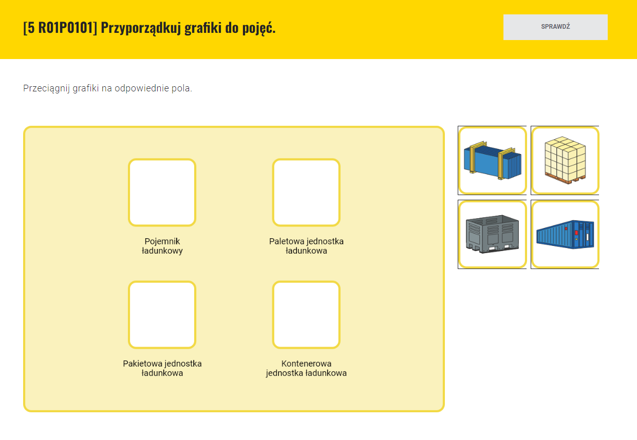 Przykładowe zadanie drag &amp; drope w grze