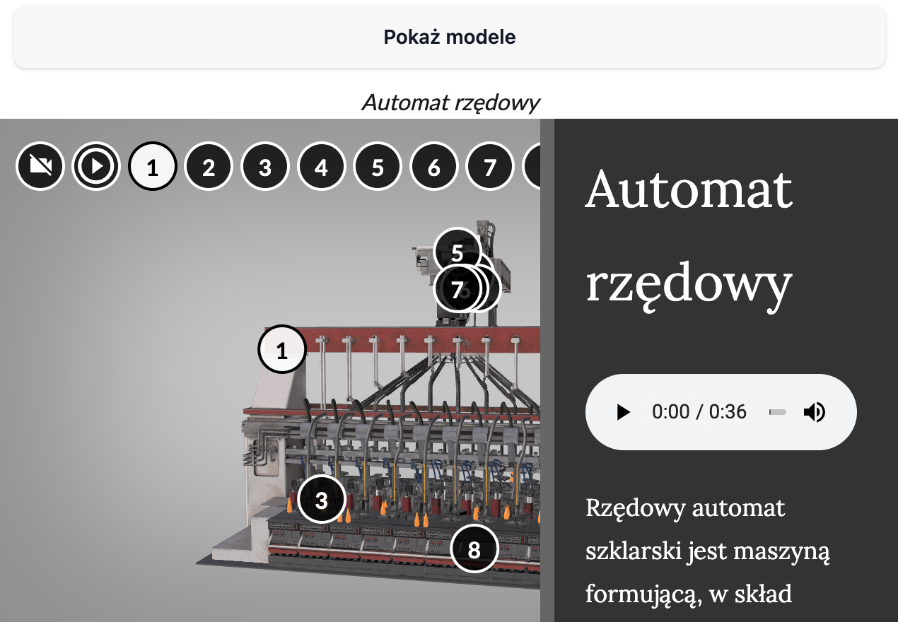 Ilustracja przedstawia ekran startowy filmu edukacyjnego. Zawiera temat tytuł filmu, automat rzędowy. Po prawej stronie znajduje się ikona przedstawiająca trójkąt, oznaczenia czasu 0 minut 0 0 sekund łamane przez 0 minut 36 sekund, pasek ilustrujący głośność oraz ikona głośnika.