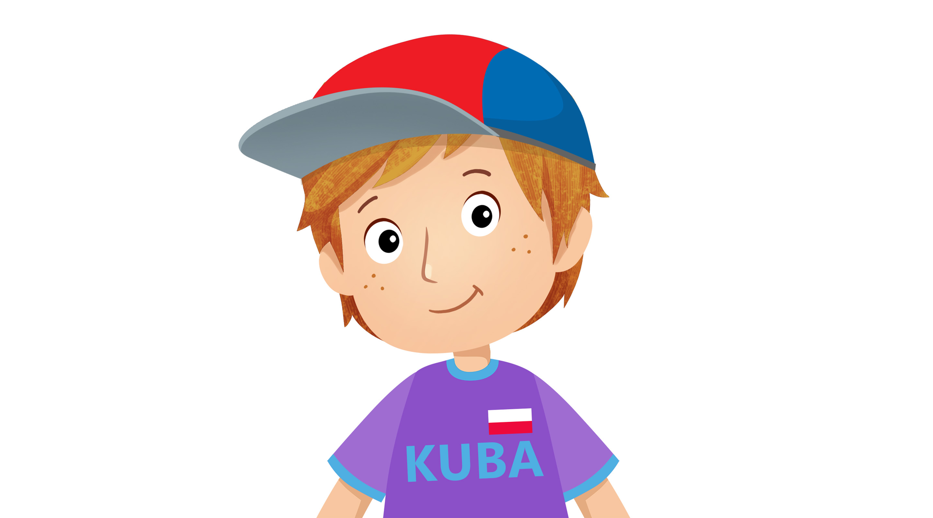 Na ilustracji znajduje się Kuba z flagą polską na koszulce.
