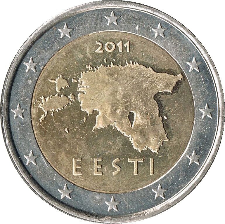 Estoński rewers 2 euro Źródło: Estoński rewers 2 euro, 2013, domena publiczna.