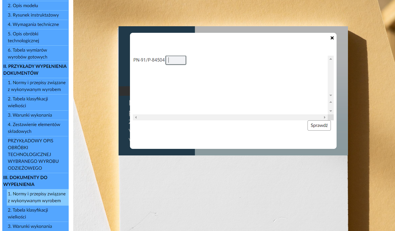 Otwarte okno z polem do wypełnienia i przyciskiem "Sprawdź"