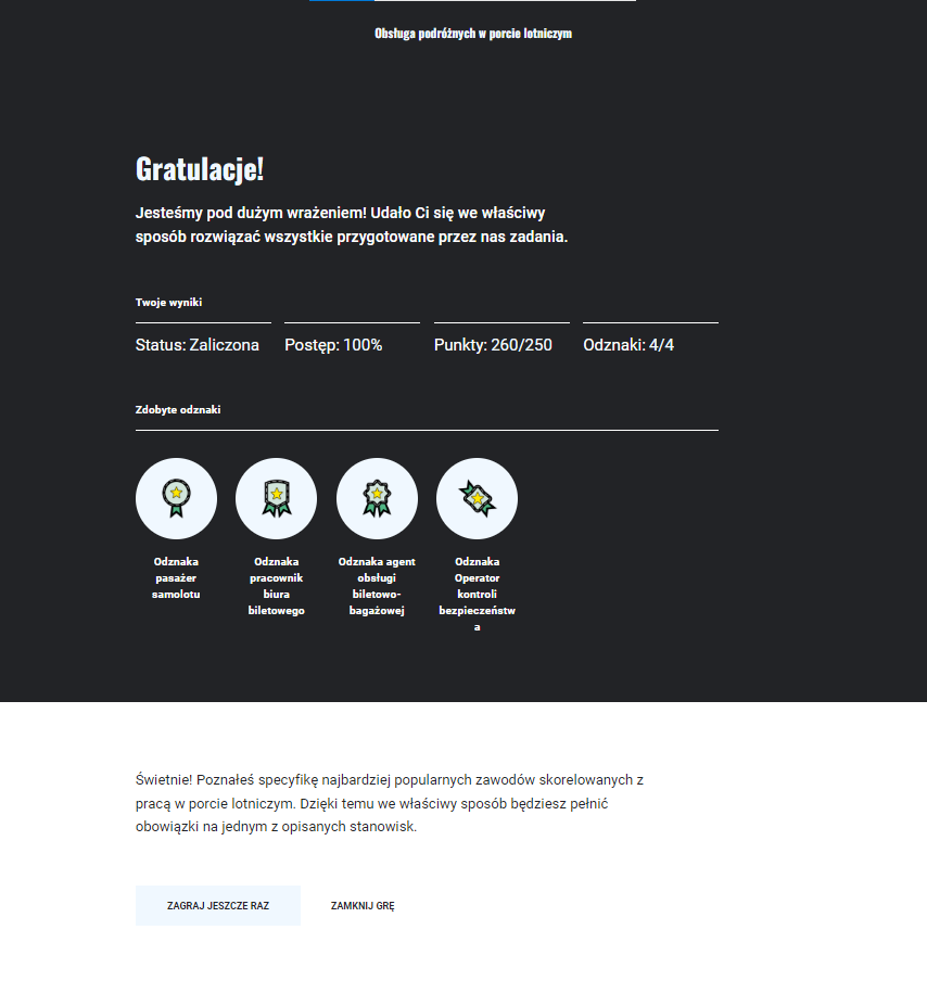 Ekran końcowy w grze