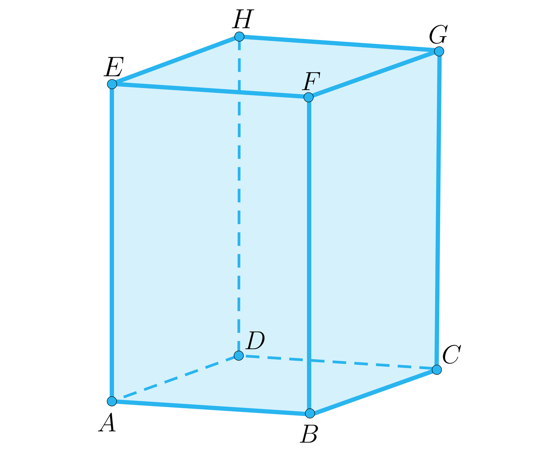 Ilustracja przedstawia prostopadłościan A B C D E F G H. 