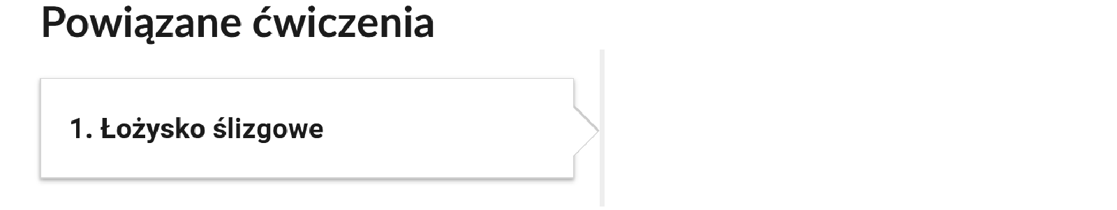 Widok przykładowego przycisku ćwiczeń powiązanych z multimedium. Przycisk ma formę prostokątnego panelu. Opatrzony jest numerem oraz tytułem.