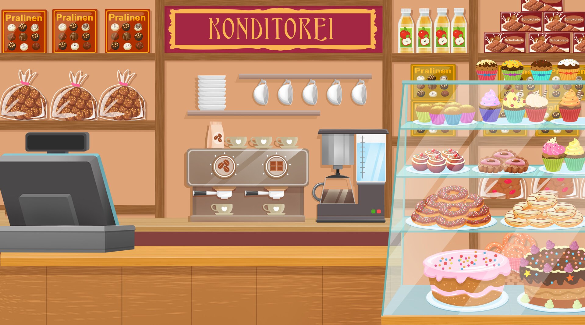 Ilustracja przedstawia cukiernię.