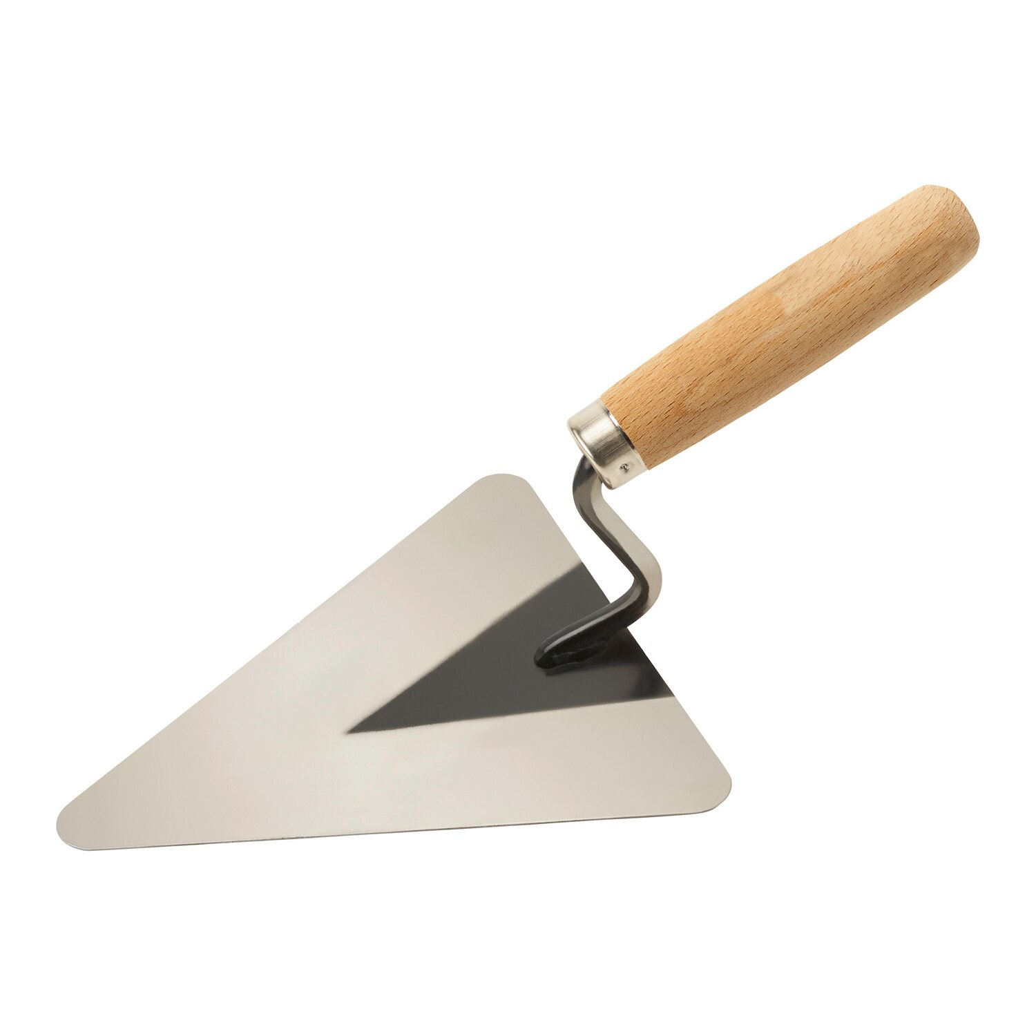 Fotografia przedstawia kielnię - narzędzie murarskie składające się ze stalowej, prostokątnej lub trapezowej płytki.