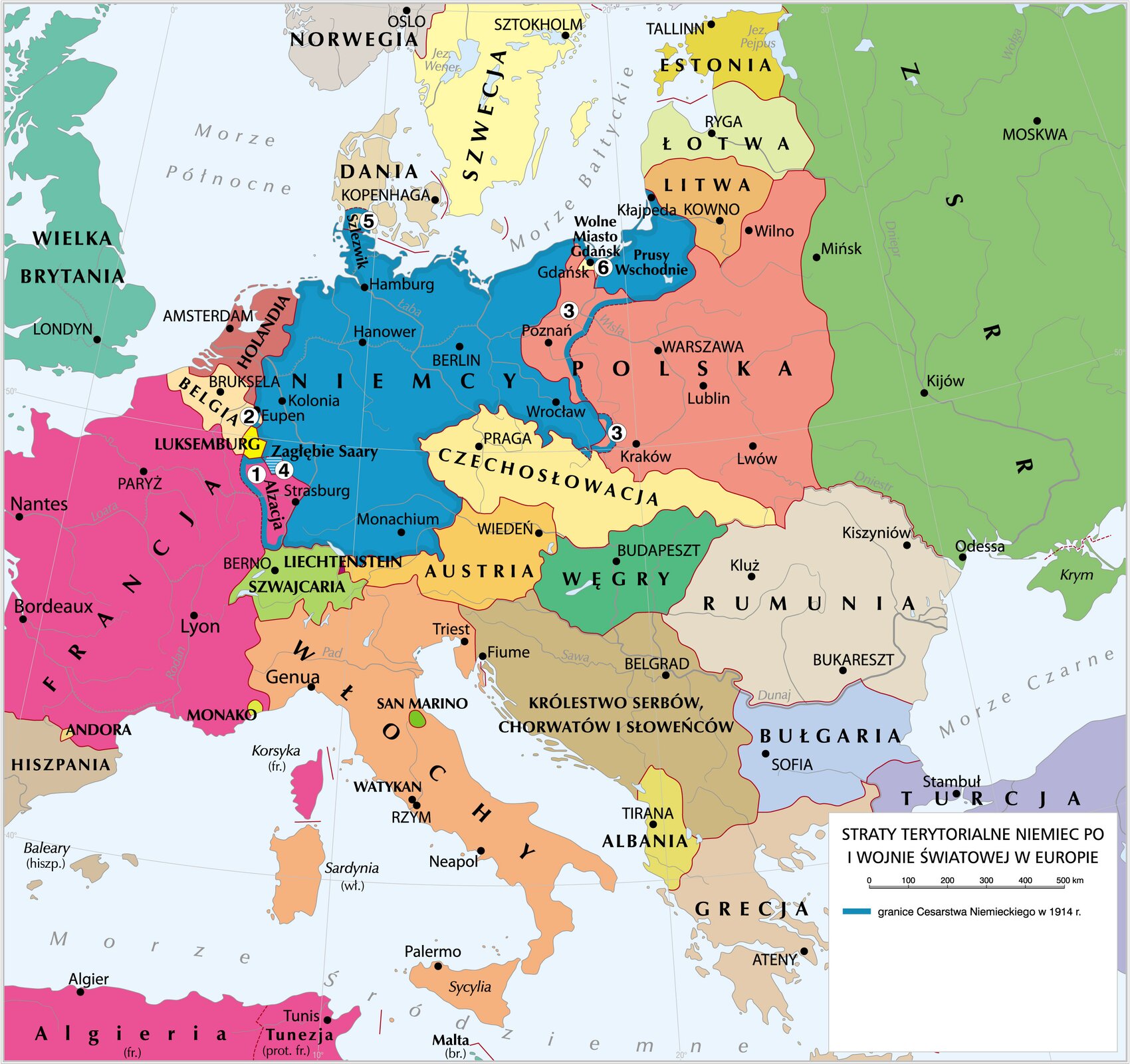 Wersja alternatywna: Korzystając z dowolnych źródeł informacji, wymień ziemie, które Niemcy straciły podczas pierwszej wojny światowej.