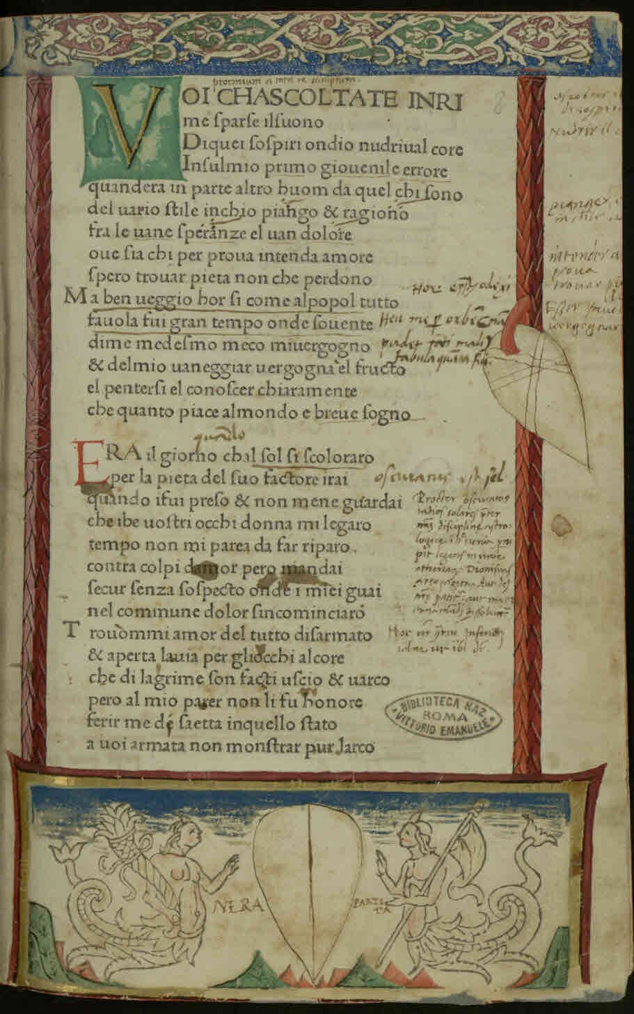 Ilustracja przedstawia stronę rękopisu w języku włoskim.