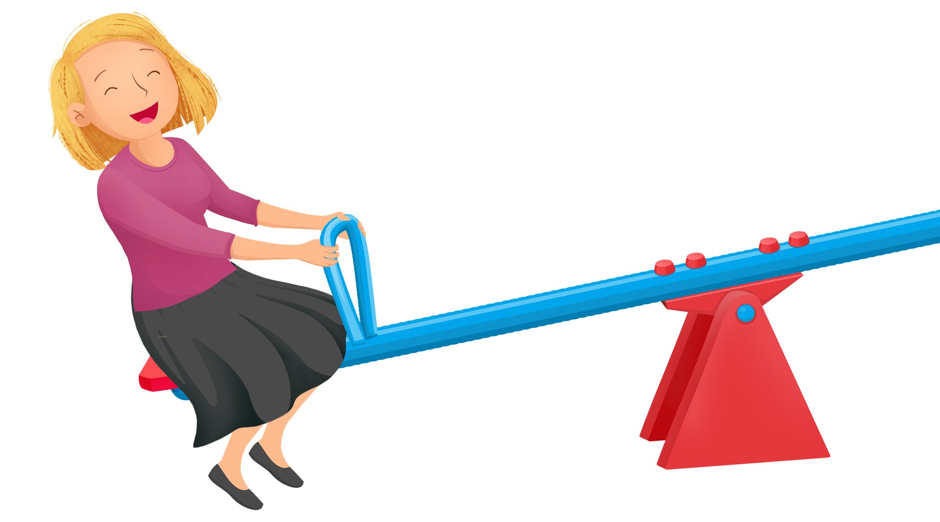 Na ilustracji znajduje się mama na huśtawce ważce.