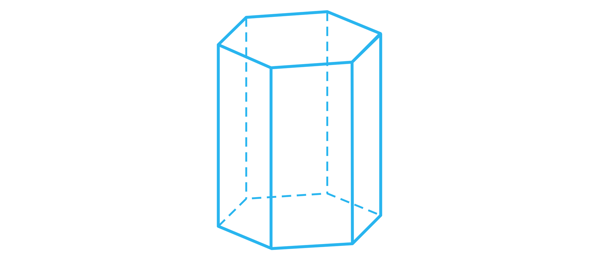 Grafika przedstawia graniastosłup prawidłowy sześciokątny.