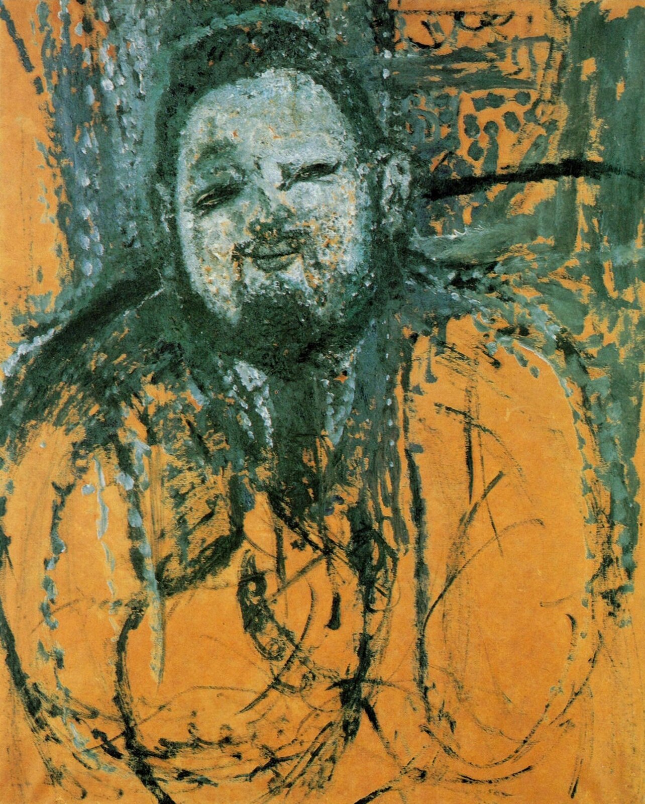 lustracja przedstawia obraz Amedeo Modigliani pt. „Głowa kobiety”. Obraz ukazuje rzeźbę głowy kobiety z krótkimi włosami. Ma długą twarz i nos oraz zamknięte oczy. Artysta wyrzeźbił bardzo długą szyję, która jest specyficzna dla Modigliana.