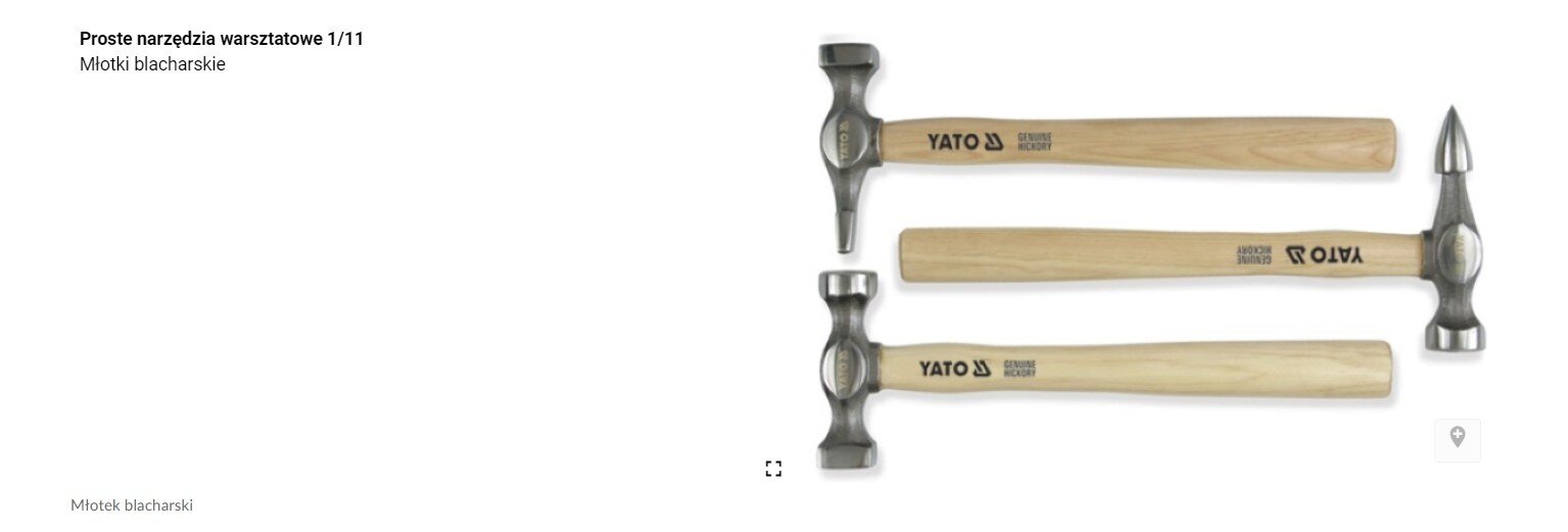 Grafika przedstawia przykładowy widok galerii. Po prawej stronie znajduje się grafika z młotkami, w lewym górnym rogu nazwa wyświetlanych narzędzi wraz z numeracją. W lewym dolnym rogu znajduje się powtórzona nazwa grafiki.