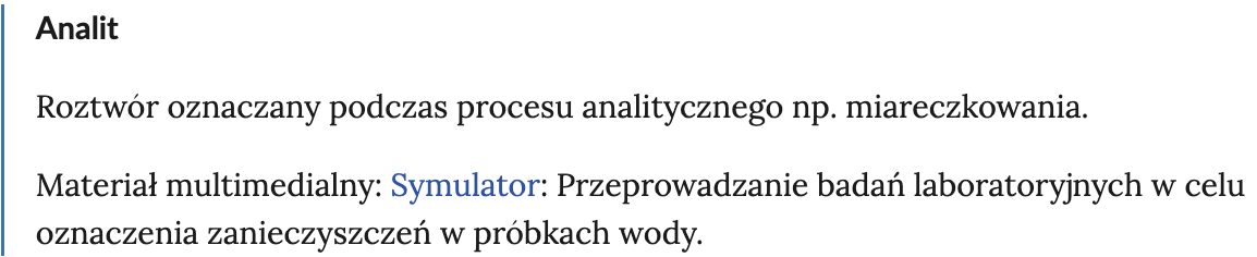 Ilustracja przedstawia definicję ze słownika lekcji, hasło Analit.