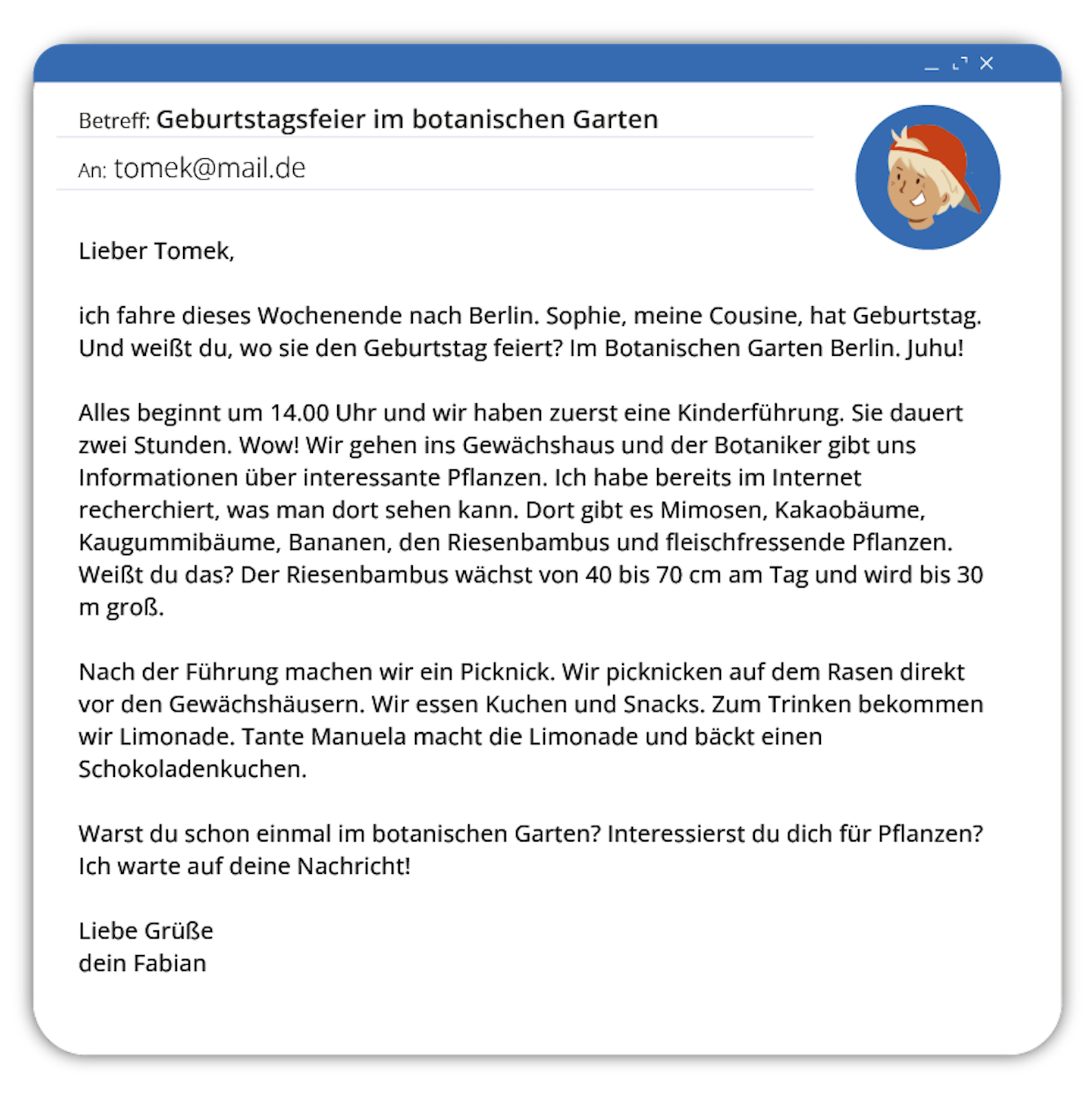 Ilustracja przedstawia treść wiadomości na poczcie elektronicznej. Transkrypcja dostępna jest poniżej. 