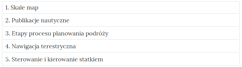 Zdjęcie przedstawia przykładowy wygląd zakładek zawierających interaktywne materiały sprawdzające. Składają się one z prostokątnych paneli umieszczonych jeden pod drugim. Każdy panel posiada numer oraz tytuł, który nawiązuje do zawartego w nim zadania.