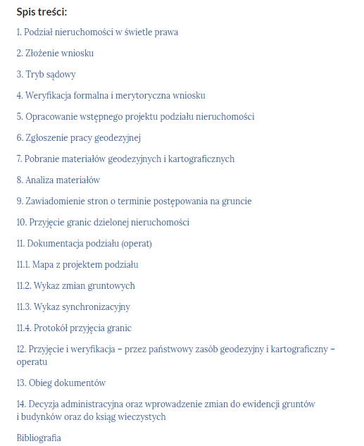 Przykładowy widok spisu treści e‑booka