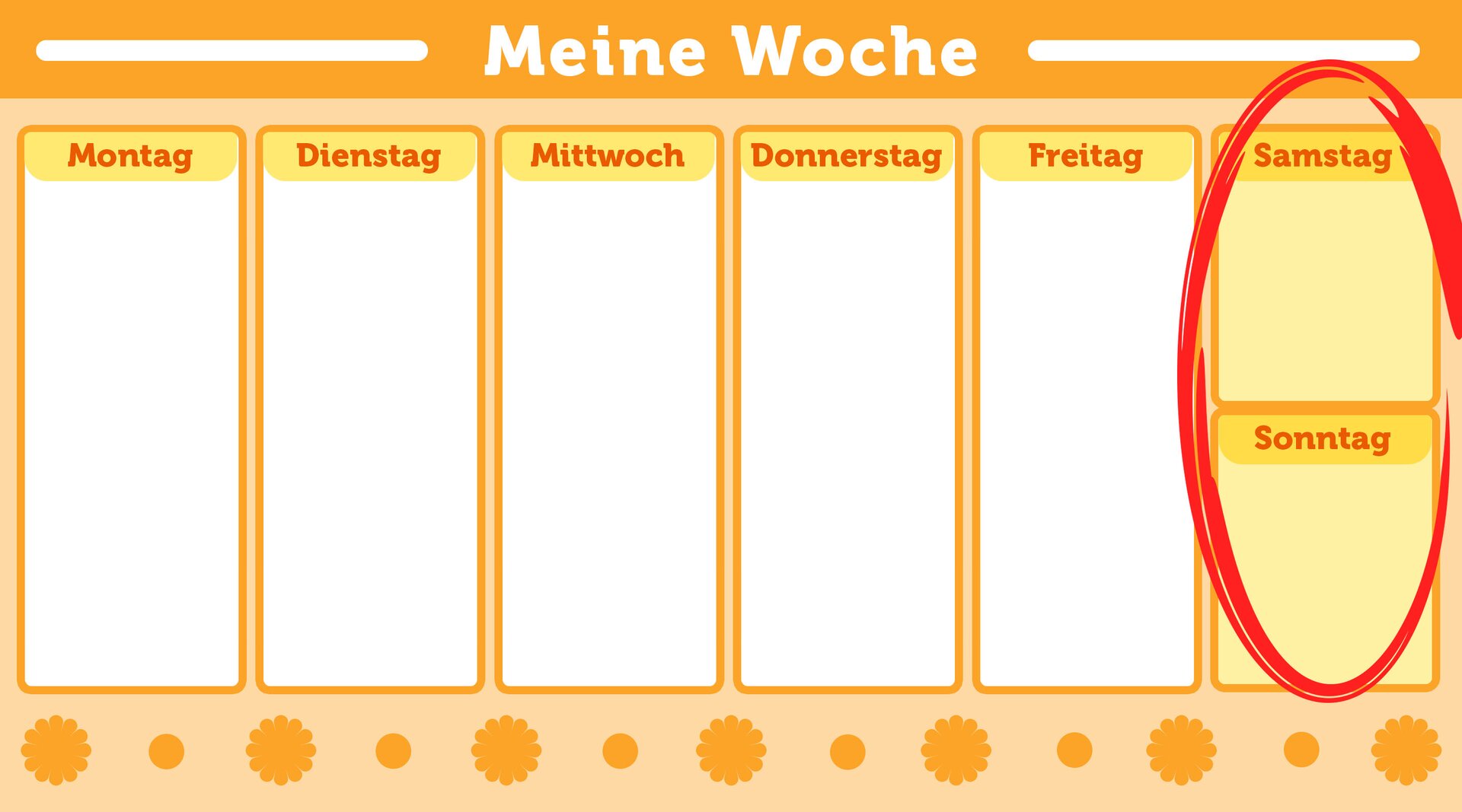 Na ilustracji znajduje się kalendarz, w którym został zakreślony weekend.
