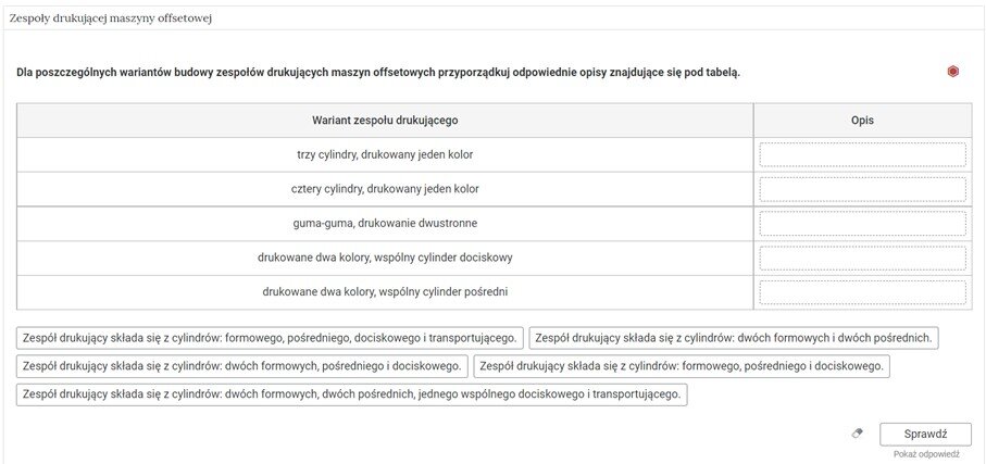 Grafika przedstawia widok jednego zadania z listy zadań w Interaktywnych Materiałach Sprawdzających.