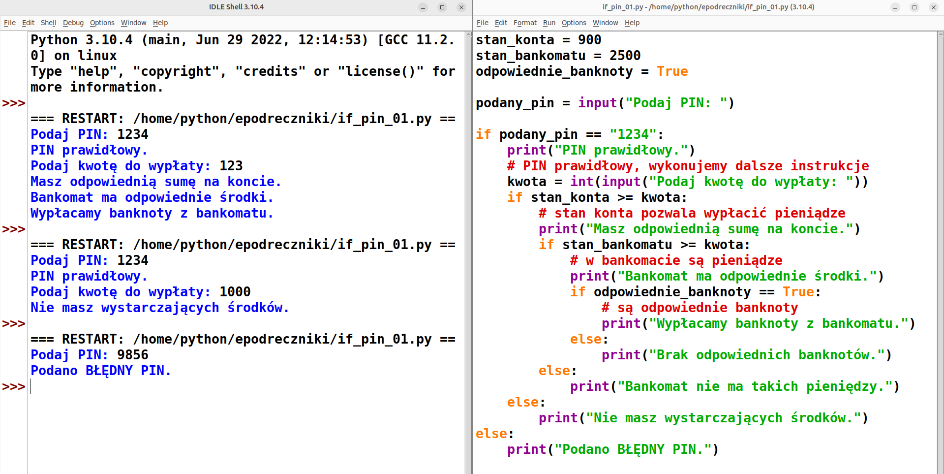 Wykonanie skryptu w IDLE