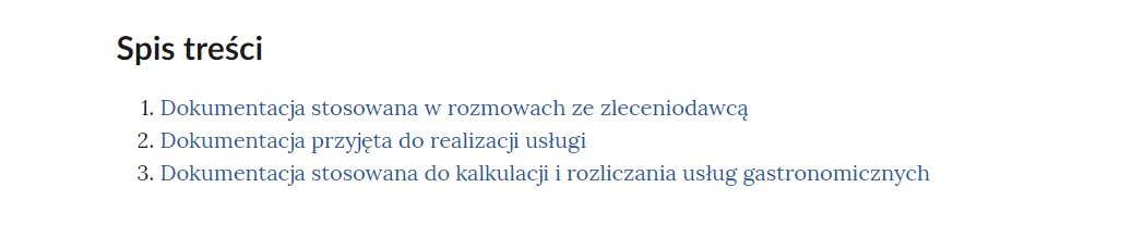 Widok spisu treści dokumentacji interaktywnej