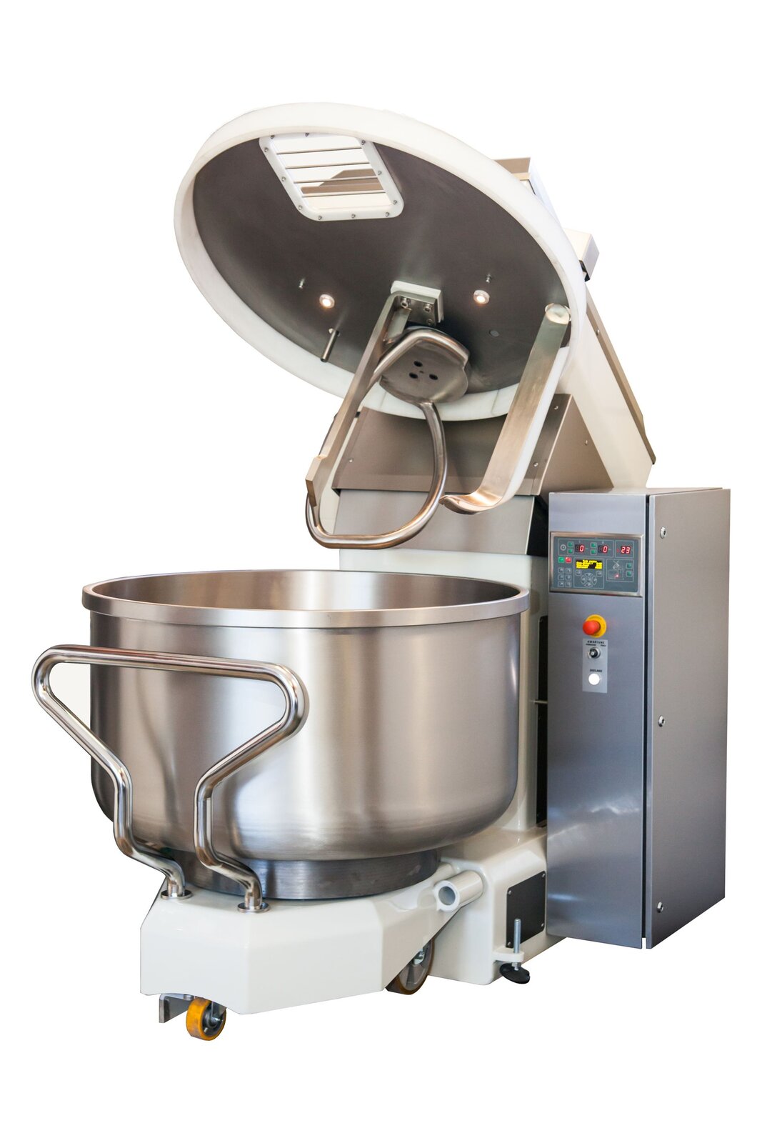 Miesiarka - srebrna maszyna do wyrabiania ciast. Składa się ze srebrnego garnka oraz końcówki roboczej, która zamontowana jest na pokrywie (również koloru srebrnego). Po prawej stronie znajduje się panel obsługi z czerwonym guzikiem oraz ekranem, na którym wyświetlają się parametry.