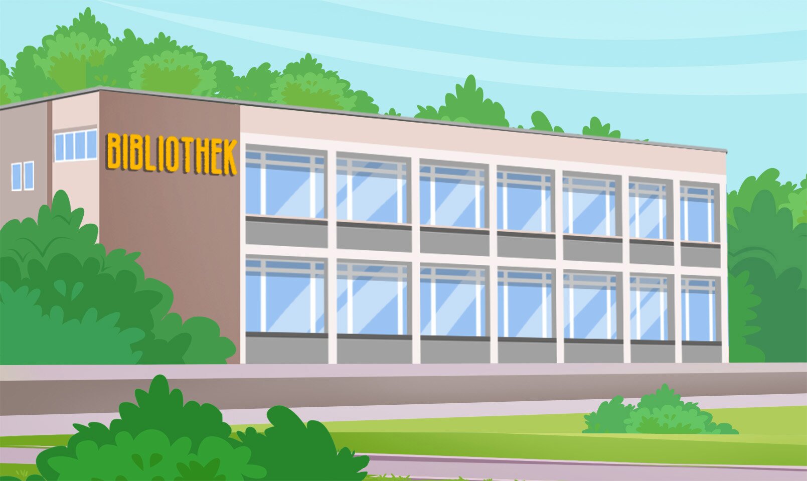 Ilustracja przedstawia budynek biblioteki.