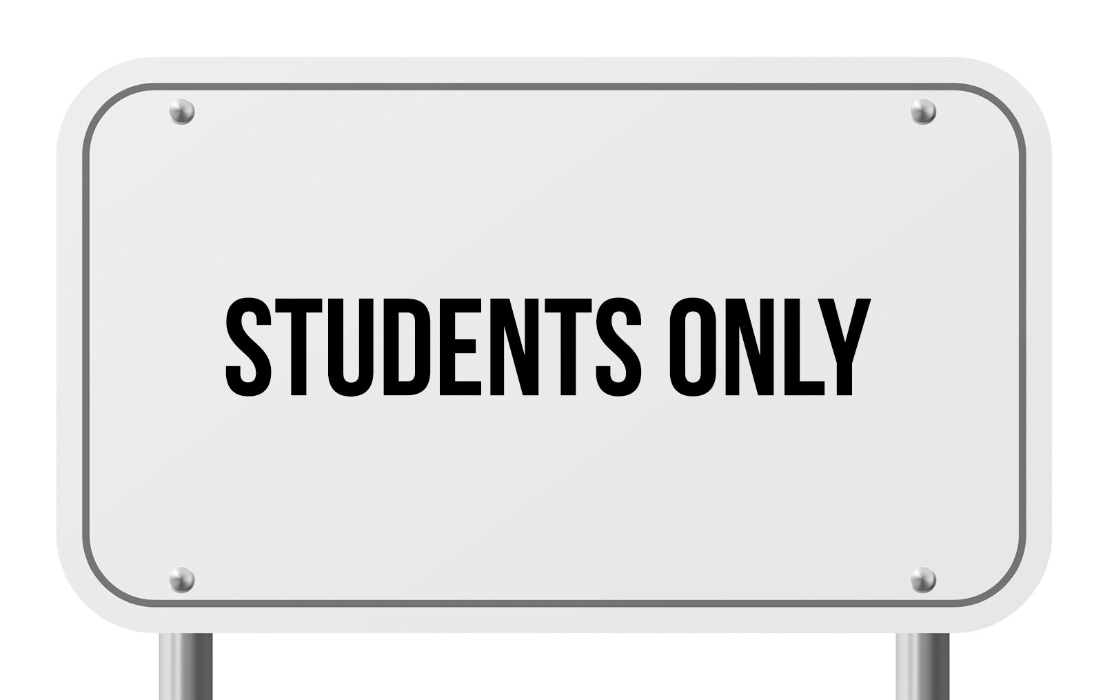 Znak z napisem: STUDENTS ONLY