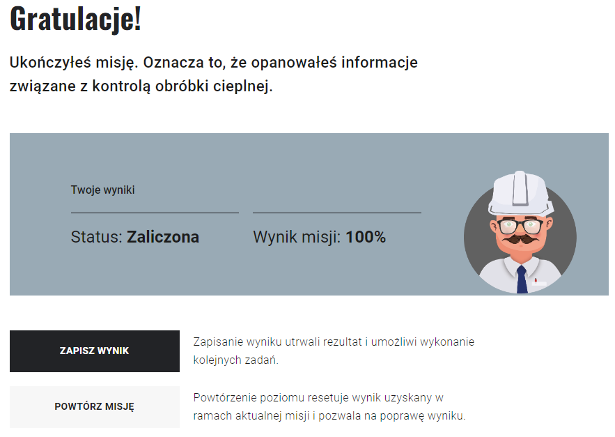 Ekran zakończenia misji