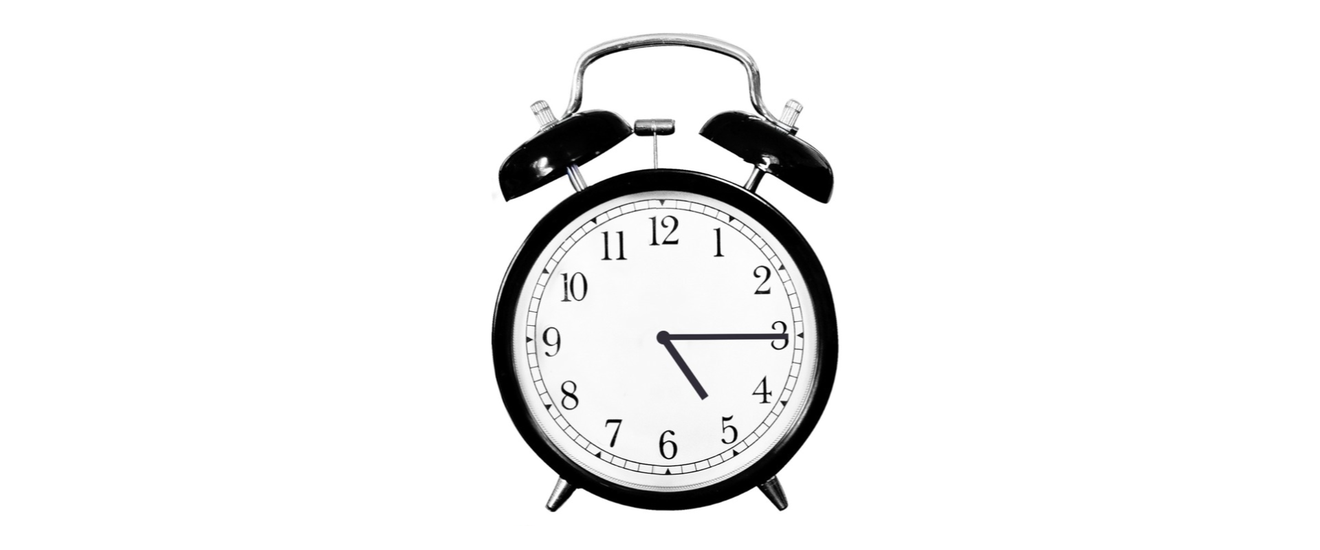 Zegar, wskazówka godzinowa na 5, minutowa na 3.