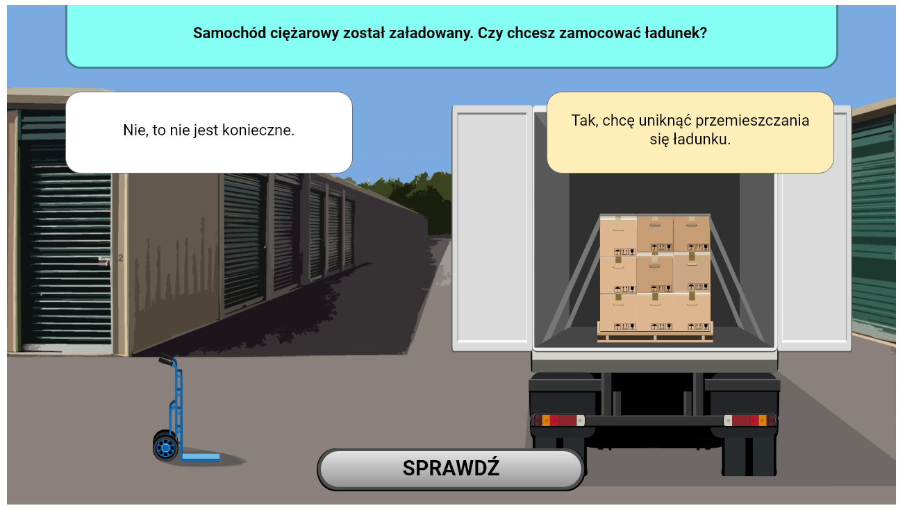 Przykładowy ekran pytania w grze