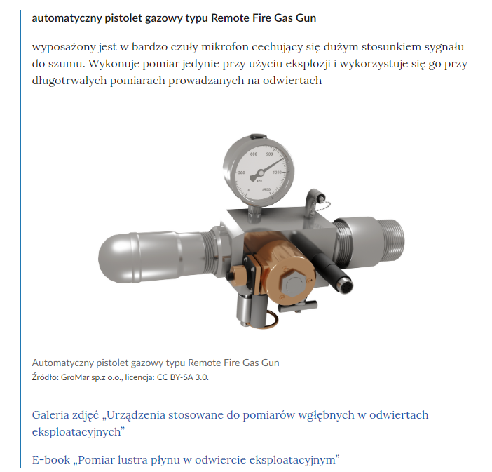 Widok pojęć w słowniku i linków przekierowujących do odpowiednich materiałów multimedialnych