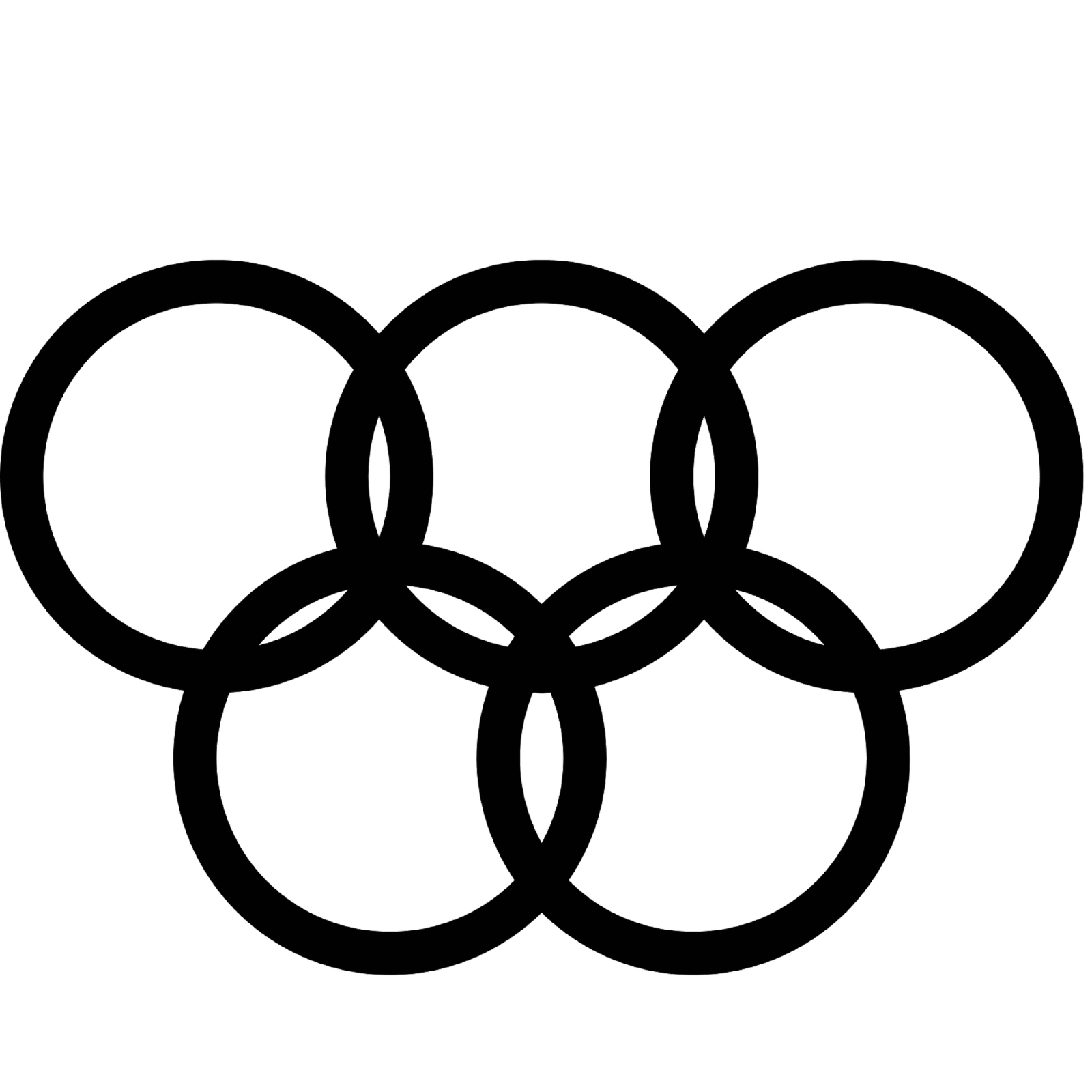 Zdjęcie przedstawia ikonę kół olimpijskich. Koła są w kolorze czarnym.