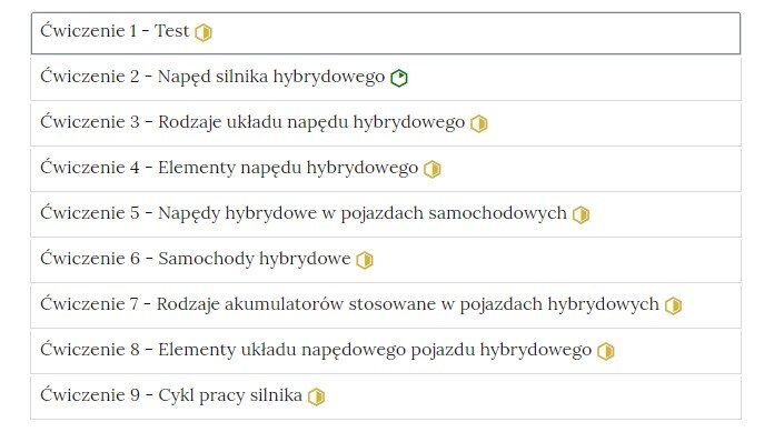 Przykładowy widok zakładek interaktywnych materiałów sprawdzających 