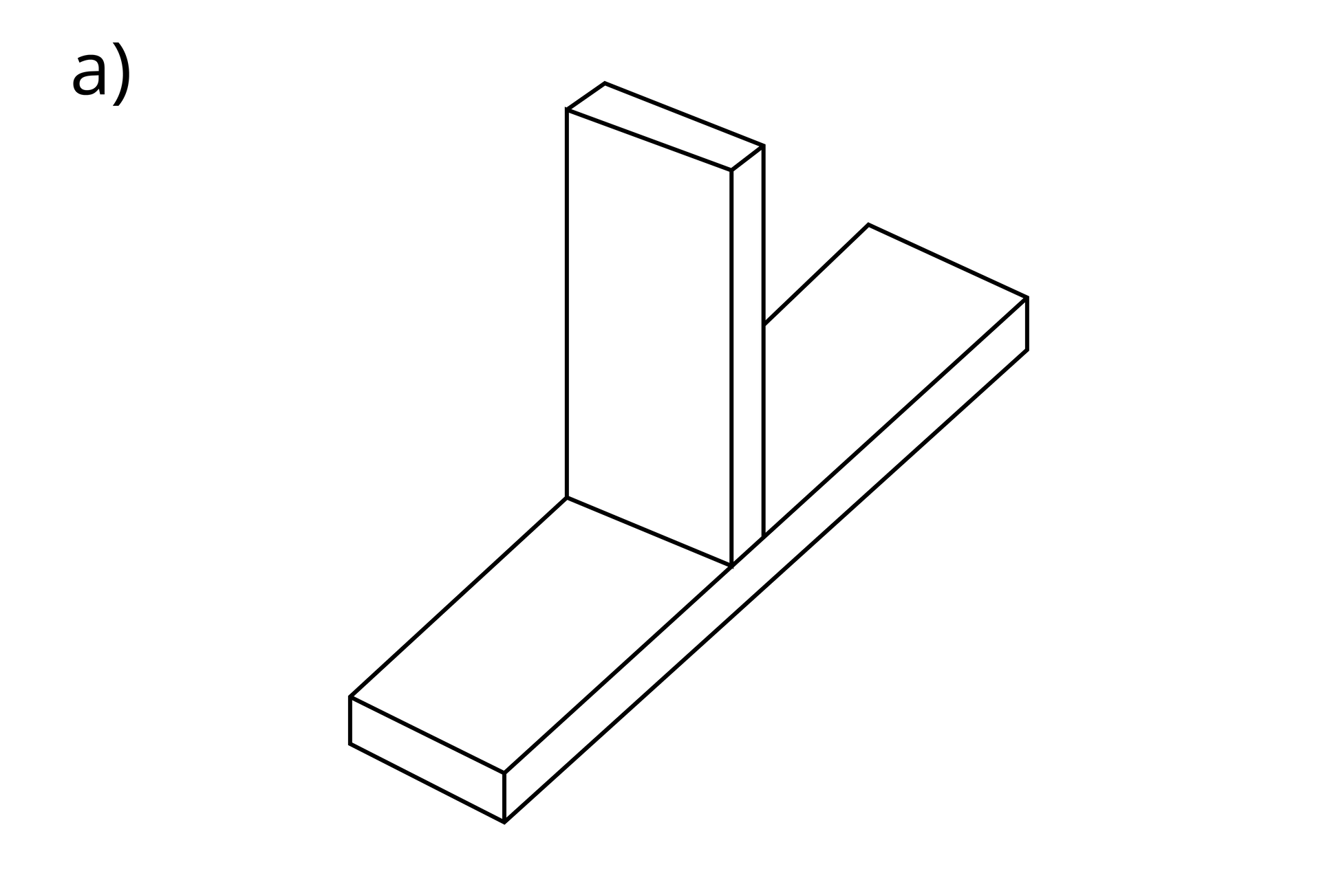 Grafika ukazuje złącze półkrzyżowe stykowe. Czoło jednego elementu przylega do płaszczyzny szerokości drugiego elementu pod kątem prostym.
