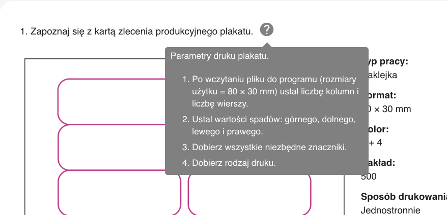 Widok przykładowego przycisku znak zapytania