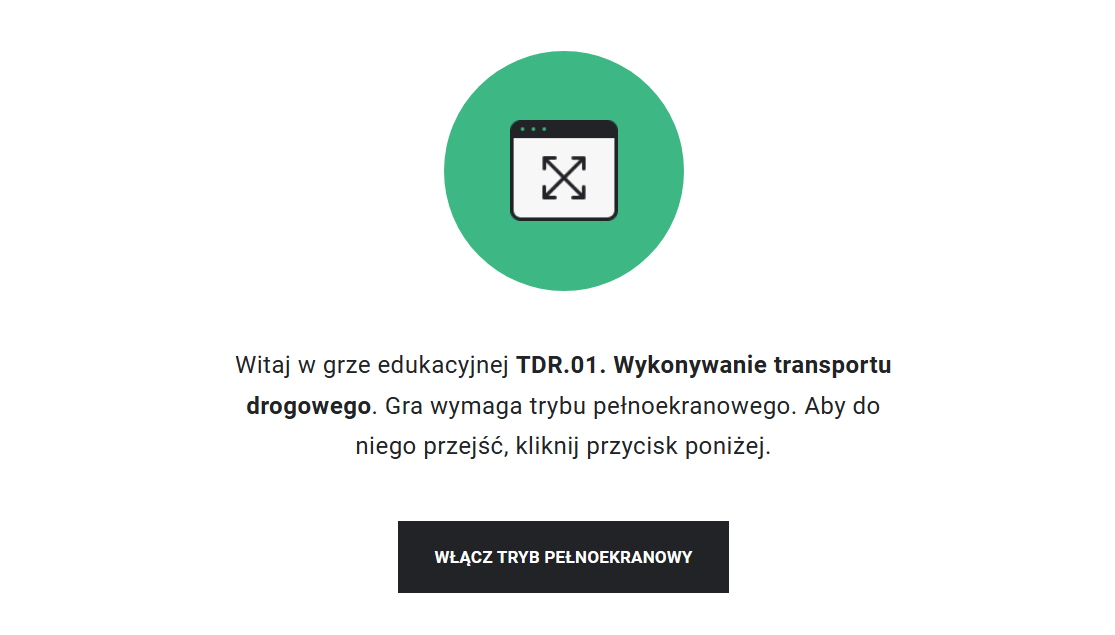 Ekran startowy gry edukacyjnej