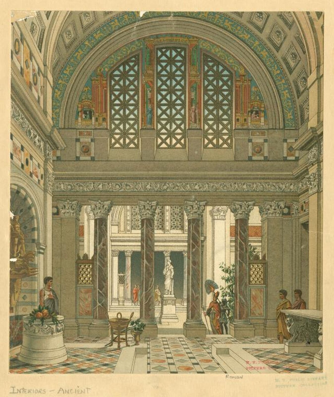 Ilustracja interaktywna przedstawia obraz Stephanie Ann Frampton, „Cycero i biblioteka Lukullusa”. Przedstawia on wysokie przestronne wnętrze z ozdobną posadzką. Sufit ma kształt kopuły. Kolumny dzielą salę na dwa pomieszczenia. W obydwu przechadzają się mężczyźni ubrani w kolorowe szaty. W głębi widnieje posąg stojący na podeście.