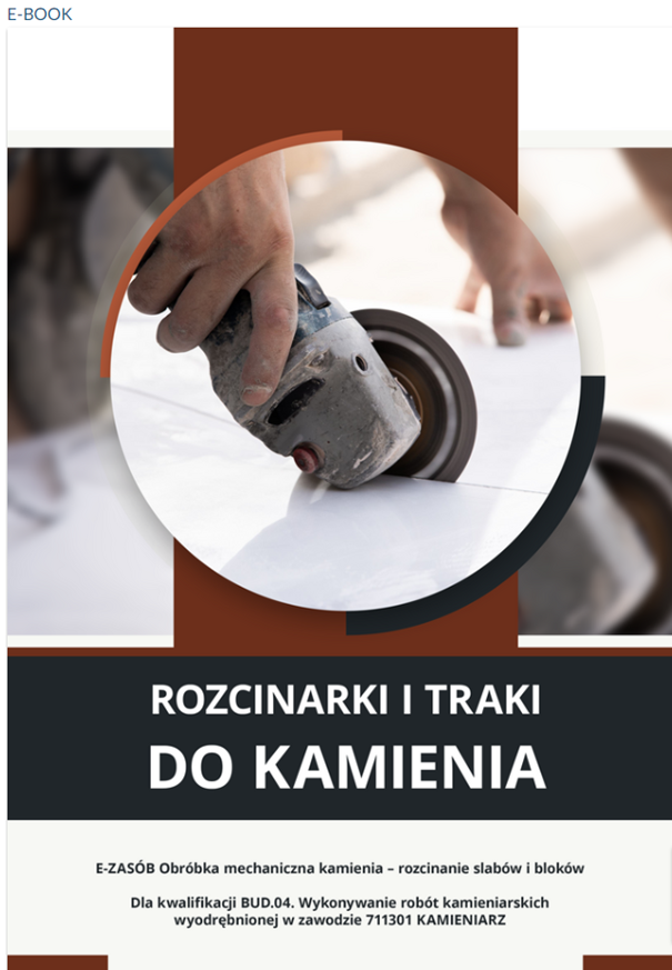 Przykładowy wygląd okładki e‑booka. Pod grafiką widnieje tytuł, a także informacje o tytule e‑materiału oraz kwalifikacji, dla której przygotowany został e‑book.