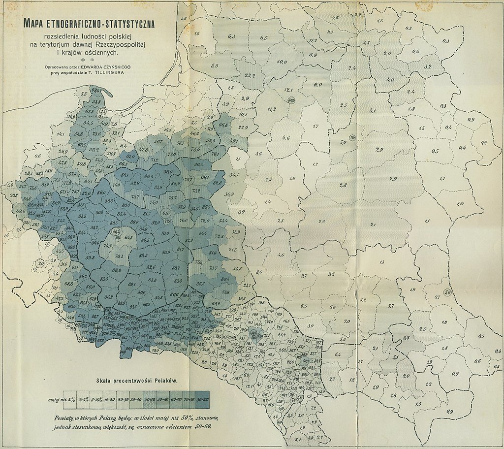 Mapa etnograficzno‑statystyczna rozsiedlenia ludności polskiej