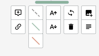 Grafika przedstawia widok ikon funkcjonalności przy okienku na mapie myśli.
